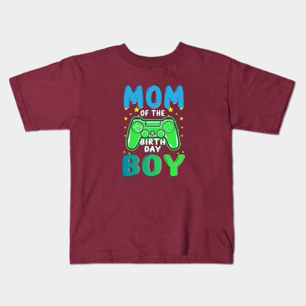 funny mom of the birthday boy matching video gamer party Kids T-Shirt by IbrahemHassan